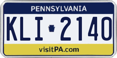 PA license plate KLI2140