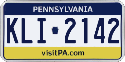 PA license plate KLI2142