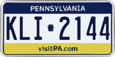 PA license plate KLI2144