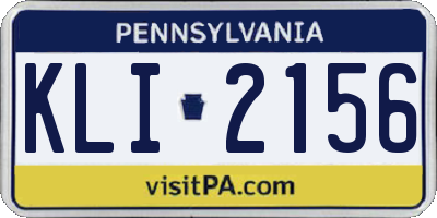 PA license plate KLI2156