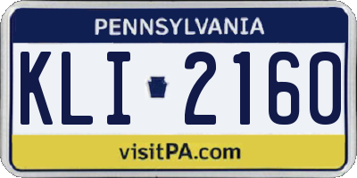 PA license plate KLI2160