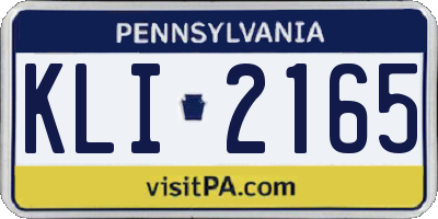 PA license plate KLI2165