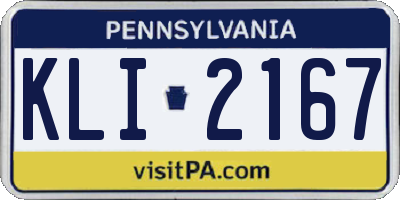 PA license plate KLI2167
