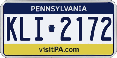 PA license plate KLI2172