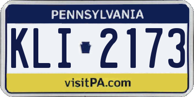 PA license plate KLI2173