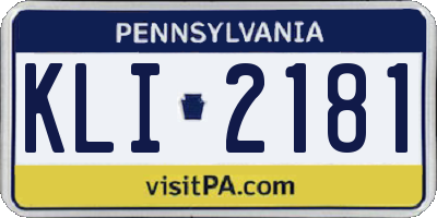 PA license plate KLI2181
