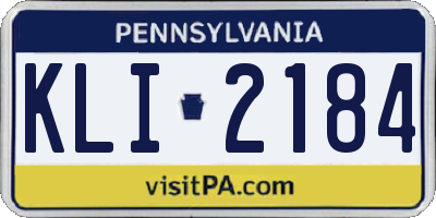 PA license plate KLI2184