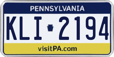 PA license plate KLI2194