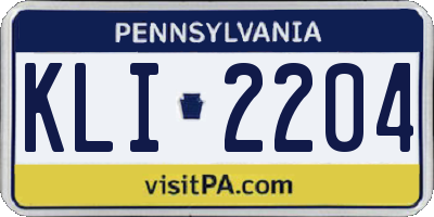 PA license plate KLI2204