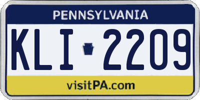 PA license plate KLI2209