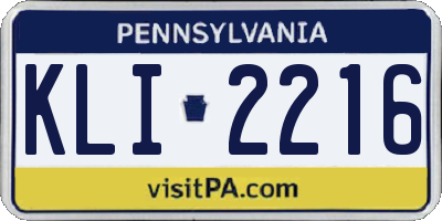 PA license plate KLI2216