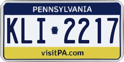 PA license plate KLI2217