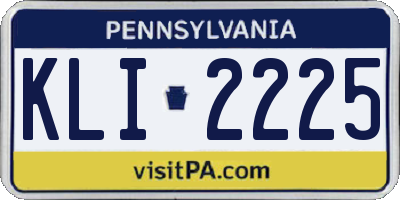 PA license plate KLI2225