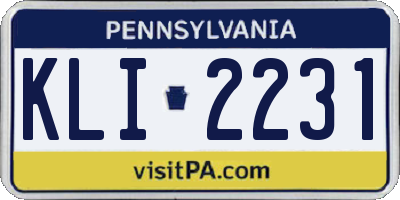 PA license plate KLI2231