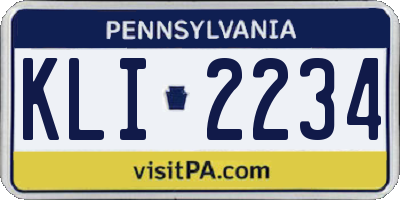 PA license plate KLI2234