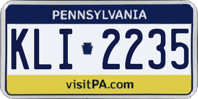 PA license plate KLI2235