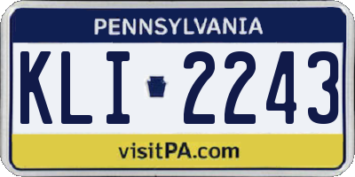 PA license plate KLI2243