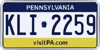 PA license plate KLI2259