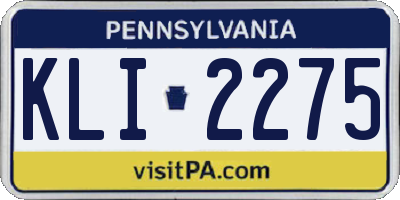 PA license plate KLI2275
