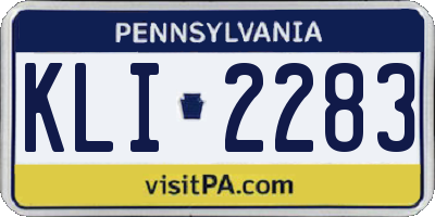 PA license plate KLI2283