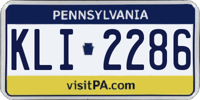 PA license plate KLI2286