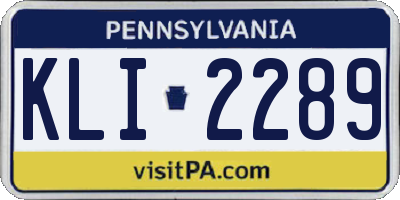 PA license plate KLI2289
