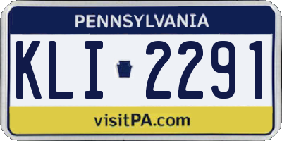 PA license plate KLI2291