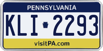 PA license plate KLI2293
