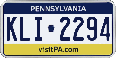 PA license plate KLI2294