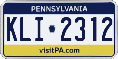 PA license plate KLI2312