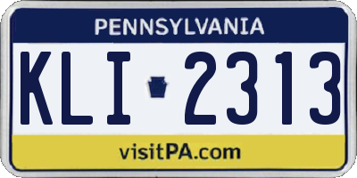 PA license plate KLI2313