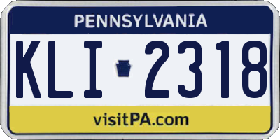 PA license plate KLI2318