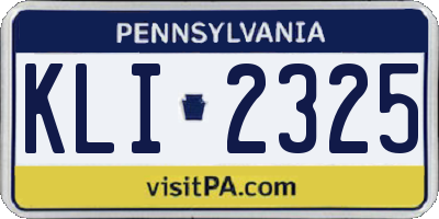 PA license plate KLI2325