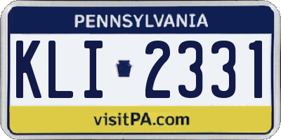 PA license plate KLI2331