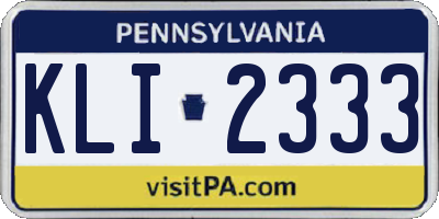 PA license plate KLI2333