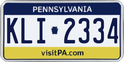 PA license plate KLI2334