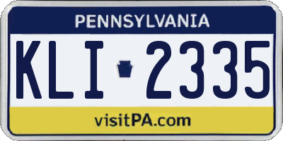 PA license plate KLI2335
