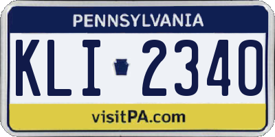 PA license plate KLI2340