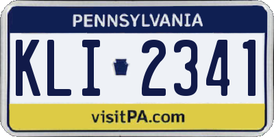 PA license plate KLI2341