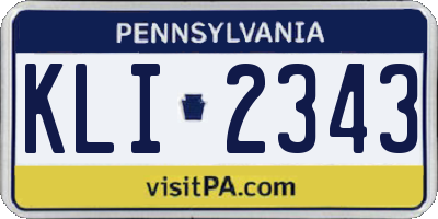 PA license plate KLI2343