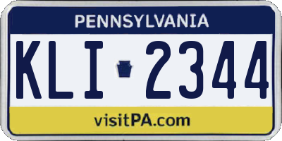 PA license plate KLI2344