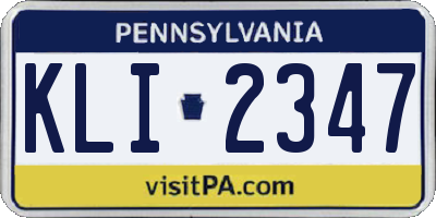 PA license plate KLI2347