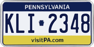 PA license plate KLI2348