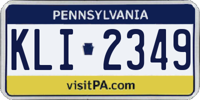 PA license plate KLI2349