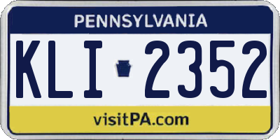 PA license plate KLI2352