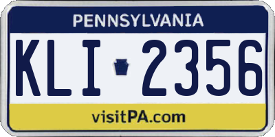 PA license plate KLI2356