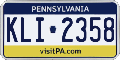PA license plate KLI2358