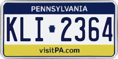 PA license plate KLI2364