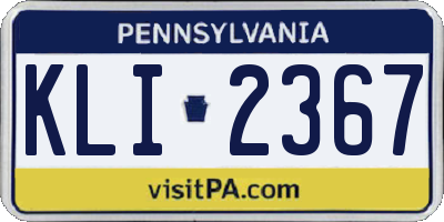 PA license plate KLI2367
