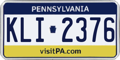 PA license plate KLI2376